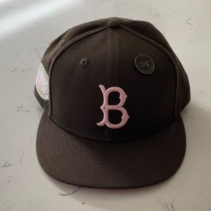 Brooklyn Dodger hat brown and pink